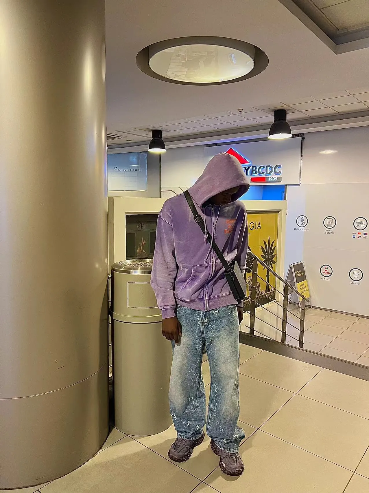 The same style as the owner GALLERY DEPT. FRENCH ZIP HOODIE water corrugated French zipper hole hoodie, sun washed purple, washed purple S-XL, ready-to-wear dyeing, hand-stitched and heavy-weighted, faded, super-heavy washing, hand-hanging holes, bone edges turned white, molded and customized with G LOGO zipper